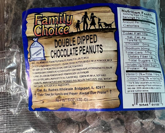 Family Choice - Double Dipped Chocolate Peanuts 6oz