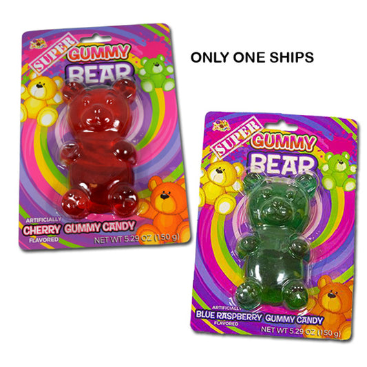 Super Gummy Bear Assorted 5.29oz (Cherry or Blue Rasp)